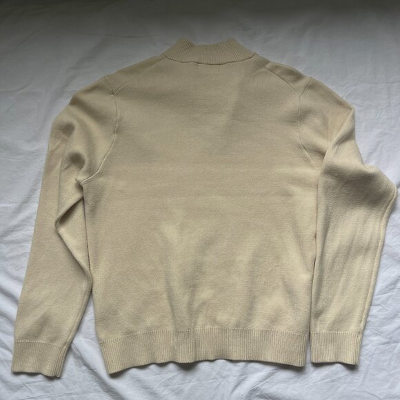 Tahari cream sweater women's size xl w/ 1/4 zip collar, poly blend, cream - Picture 2 of 4